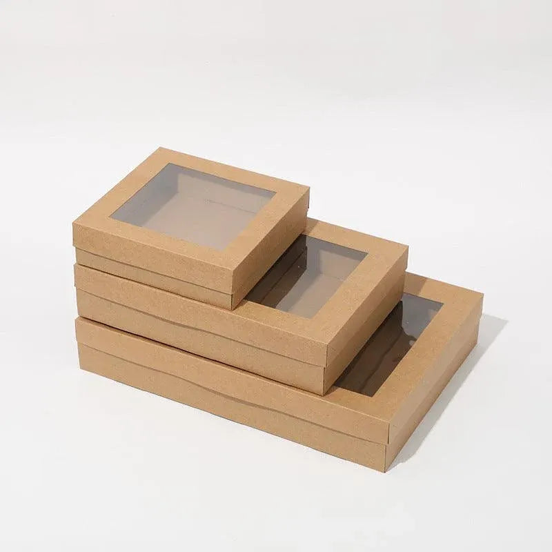 50pcs Bakery Cake Packaging Boxes with Visible Open Window Lunch Boxes - L
