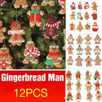 12X Gingerbread Man Xmas Tree Ornament Gift Party Hanging Pendants Window Decor - Window Decor-jbr7