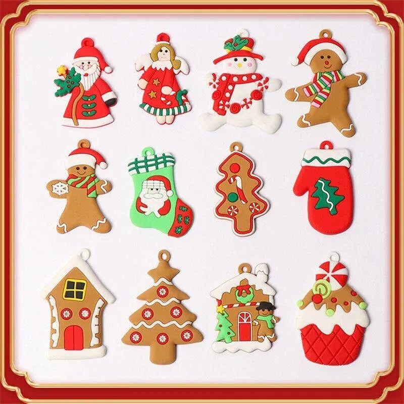 12X Gingerbread Man Xmas Tree Ornament Gift Party Hanging Pendants Window Decor - Window Decor-jbr snowflake