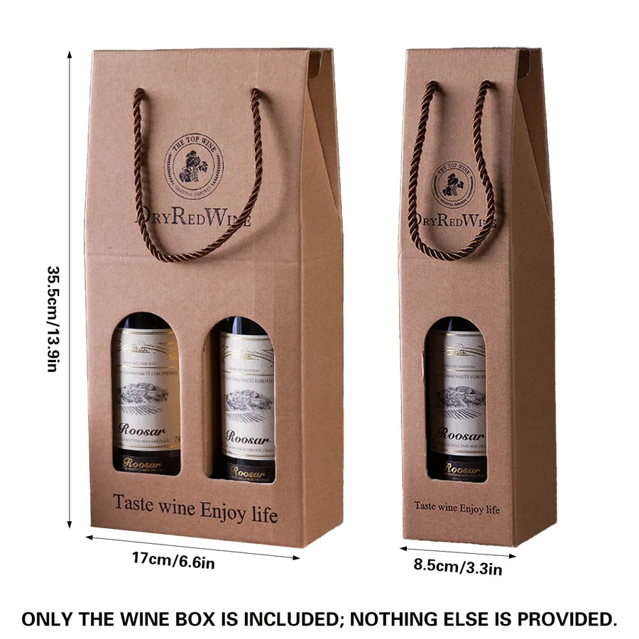 Handheld Wine Gift Box Single Double Bottle Corrugated Cardboard