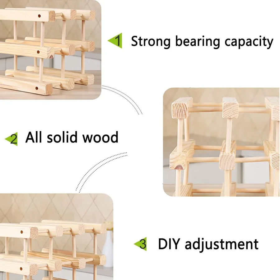 Wine Rack Wooden Storage Stand 9 Bottle Timber Cellar Holder Organizer Shelf