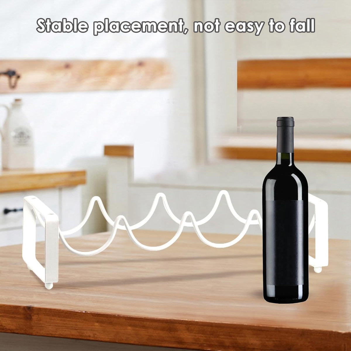 Iron Wine Rack Bottle Holder Metal Display Stand Tabletop Decorative Storage - White