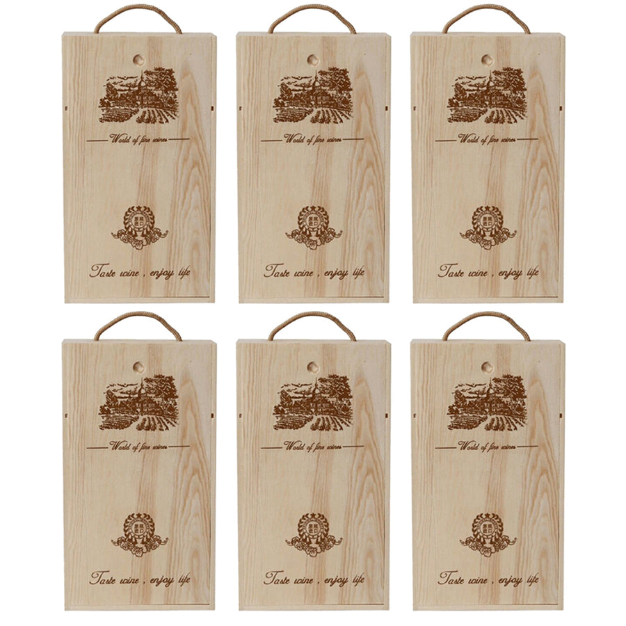 6pcs Red Wine Wooden Gift Box Packaging Storage Box for Wine Bottle Gifts - Double clamshell