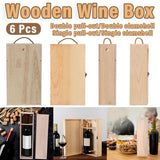 6pcs Red Wine Wooden Gift Box Packaging Storage Box for Wine Bottle Gifts - Single clamshell - Top-Down View