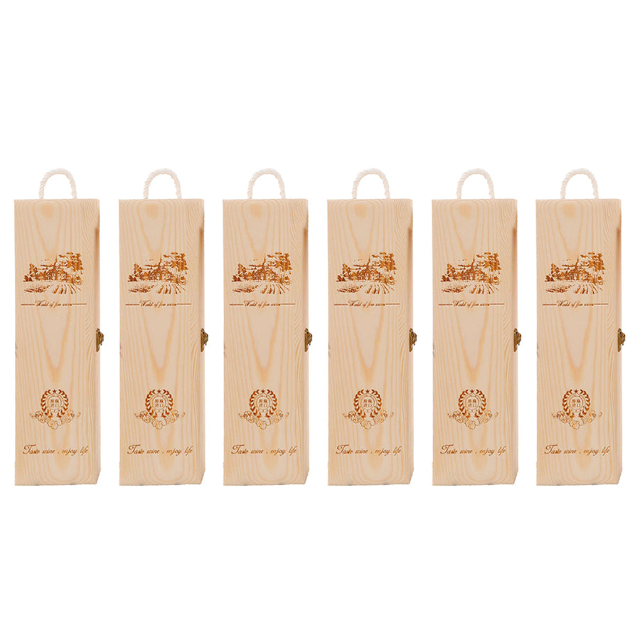 6pcs Red Wine Wooden Gift Box Packaging Storage Box for Wine Bottle Gifts - Single clamshell