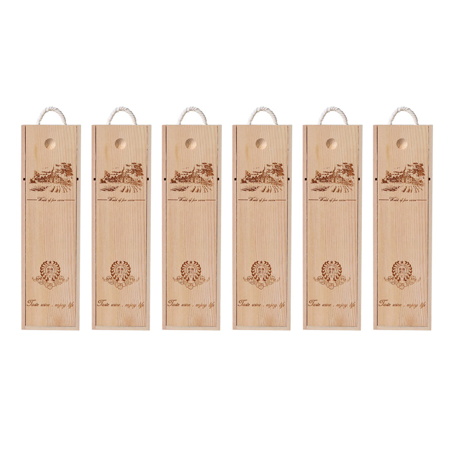 6pcs Red Wine Wooden Gift Box Packaging Storage Box for Wine Bottle Gifts - Single pull-out