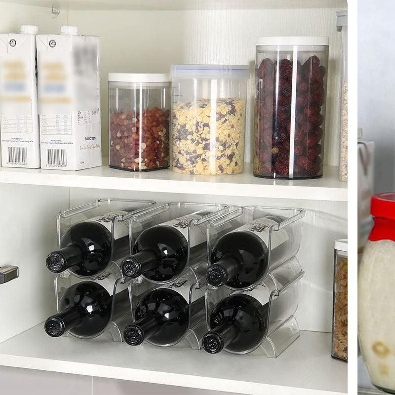 Fridge Organiser Wine Beer Stacking Bottle Rack Kitchen Space Saving Can Holder - 1 Grid