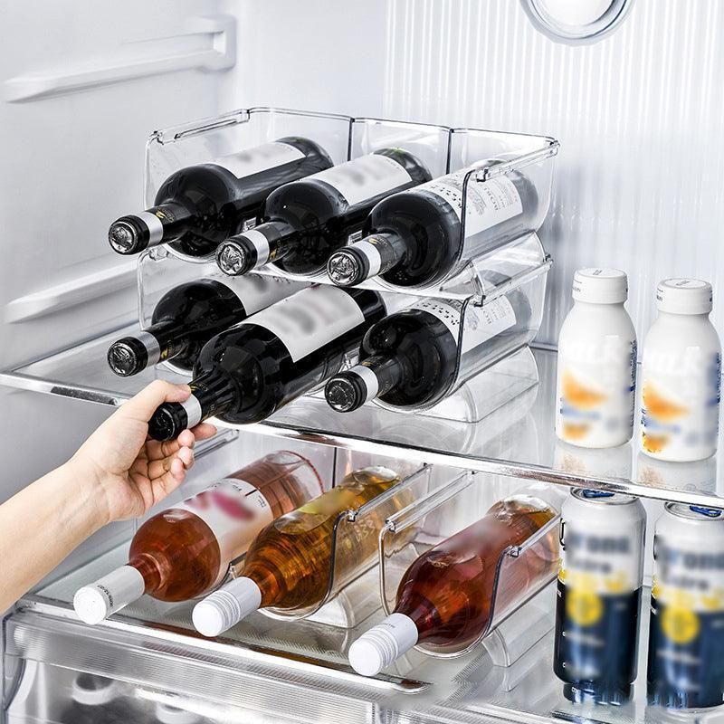 Fridge Organiser Wine Beer Stacking Bottle Rack Kitchen Space Saving Can Holder - 1 Grid