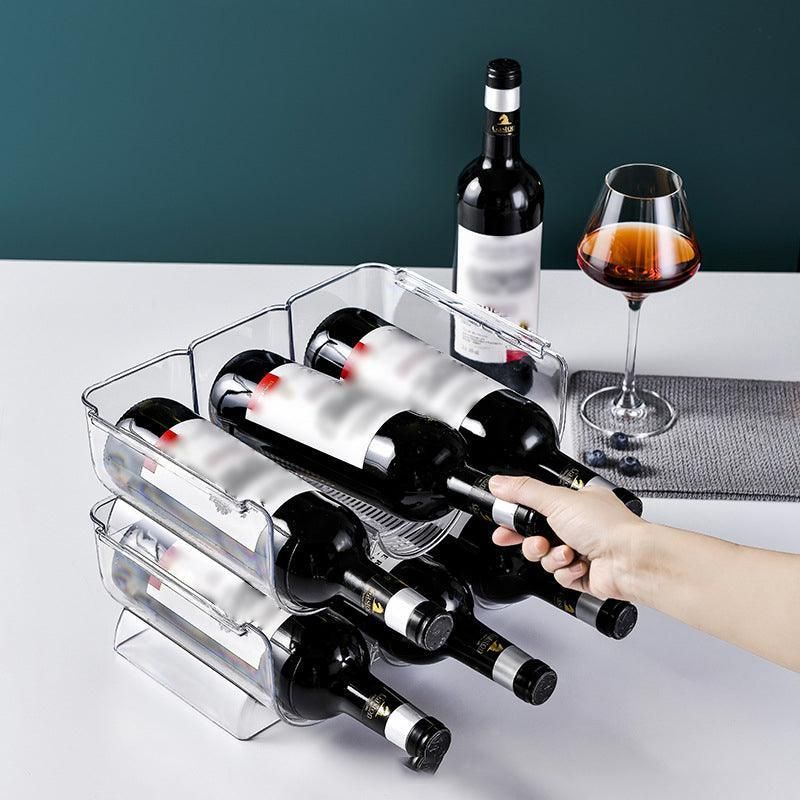Fridge Organiser Wine Beer Stacking Bottle Rack Kitchen Space Saving Can Holder - 1 Grid