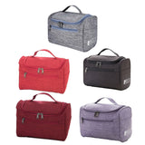 Womens Cosmetic Bag Make Up Case Travel Toiletry Wash Organiser Vanity Nail Box - Wine Red - Front View