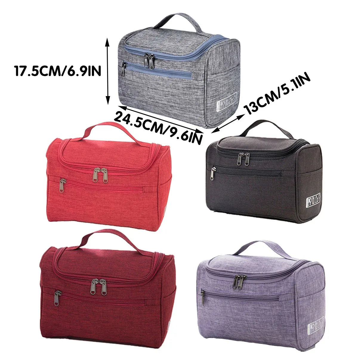 Womens Cosmetic Bag Make Up Case Travel Toiletry Wash Organiser Vanity Nail Box - Wine Red