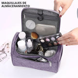 Womens Cosmetic Bag Make Up Case Travel Toiletry Wash Organiser Vanity Nail Box - Wine Red - 45-Degree Angle