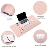 Leather Mouse Pad Gaming Waterproof Desk Mat 25 x 21cm Anti Slip - Wine Red - Top-Down View