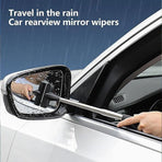 2pcs Retractable Windshield Wiper Set Rear View Mirror Cleaner Car Wiper Blade - Black