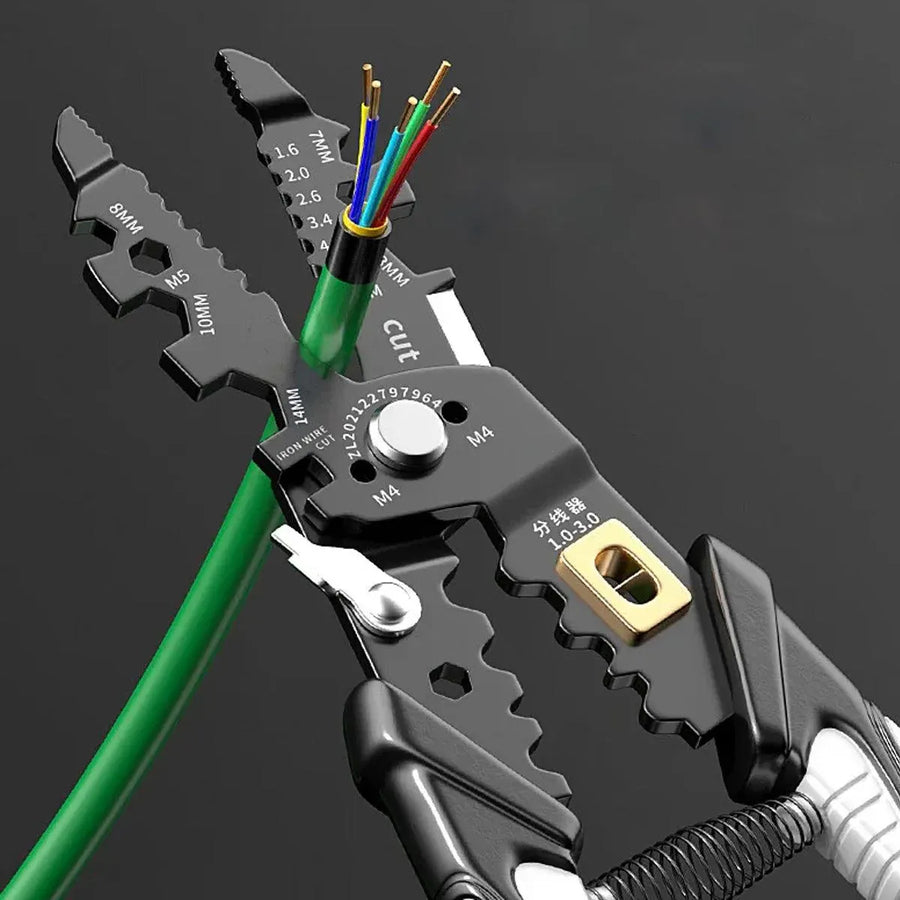 25in1 Wire Stripping Pliers Multi Function Cable Splitter Cutter Winding Tool