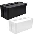 Large Cable Wire Cord Storage Box Case with Lid for Power Board and Device Charging - Black