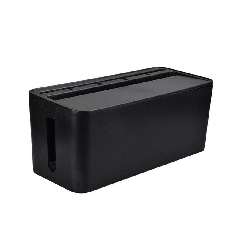 Large Cable Wire Cord Storage Box Case with Lid for Power Board and Device Charging - White