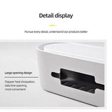 Cable Power Management Storage Box Socket Wire Tidy Organiser Hide Case - White - Rear View