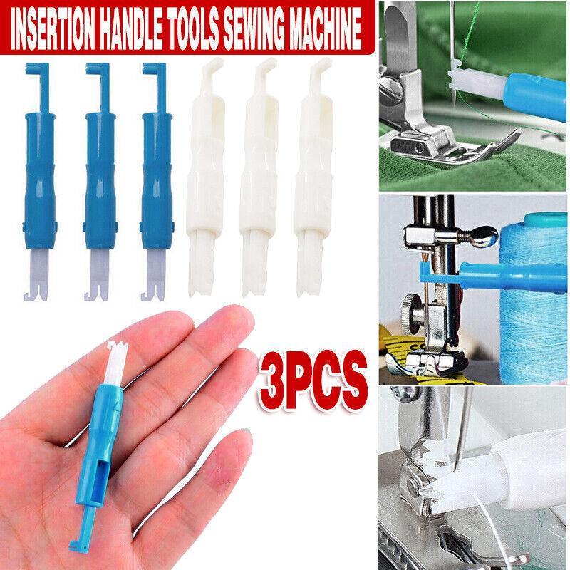 3x Automatic Needle Threader -Insertion Handle Tools Sewing Machine - White