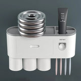 Multifunctional Toothbrush Holder Handfree Automatic Toothpaste Dispenser Set - Rear View