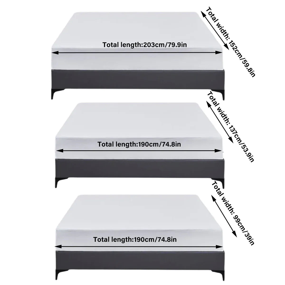 Waterproof Mattress Protector Fitted Sheet Bed Cover for Single King Single Double Queen - 152x203cm