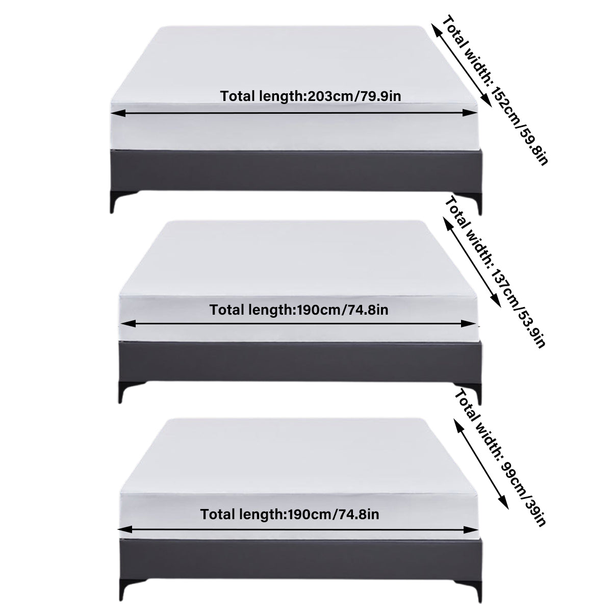 Waterproof Mattress Protector Fitted Sheet Bed Cover for Single King Single Double Queen - 152x203cm