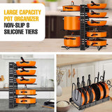 Adjustable Multi Layer Pot Lid Rack Vertical Storage Organizer Countertop Holder - Top-Down View