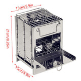 Square Wood Stove Mini Folding Grill Outdoor Camping Portable BBQ Cooking Rack - Side View