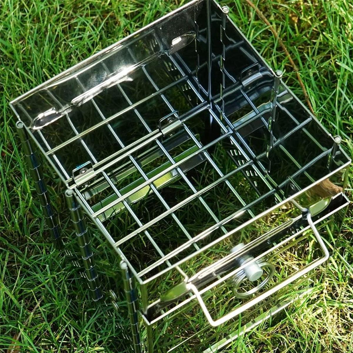 Square Wood Stove Mini Folding Grill Outdoor Camping Portable BBQ Cooking Rack