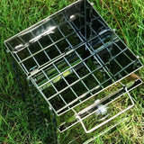 Square Wood Stove Mini Folding Grill Outdoor Camping Portable BBQ Cooking Rack - Top-Down View