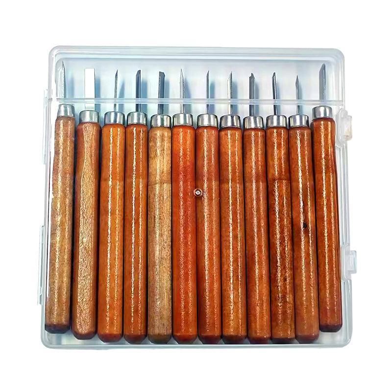 12Pcs Wood Carving Tool Chisels Set Woodcut Knife Arts Crafts Woodworking Chisel