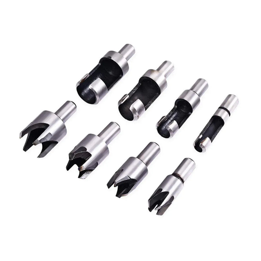 8 PCS Wood Plug Hole Cutter Dowel Maker Cutting Tools Shank Drill Bits With Box