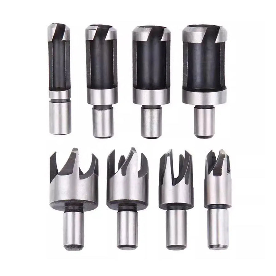 8 PCS Wood Plug Hole Cutter Dowel Maker Cutting Tools Shank Drill Bits With Box