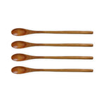 4PCS 20CM Japanese Wooden Long Handle Stirring Spoon Small Honey Spoon Tableware