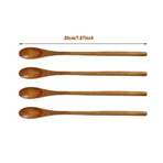4PCS 20CM Japanese Wooden Long Handle Stirring Spoon Small Honey Spoon Tableware