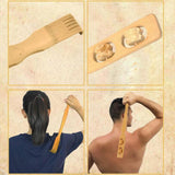 Long Handle Bamboo Back Scratcher Stick for Itch Relief and Easy Reach 46cm 2PCS - Side View
