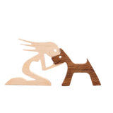 Handmade Wooden Statue Sitting Family and Dog Craft Home Decor - B04 - Extra Image