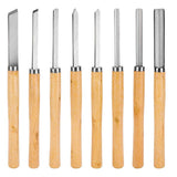 8X Heavy Duty HSS Wood Lathe Chisel Set Turning Wood Tools Carving GougeDurable - Front View