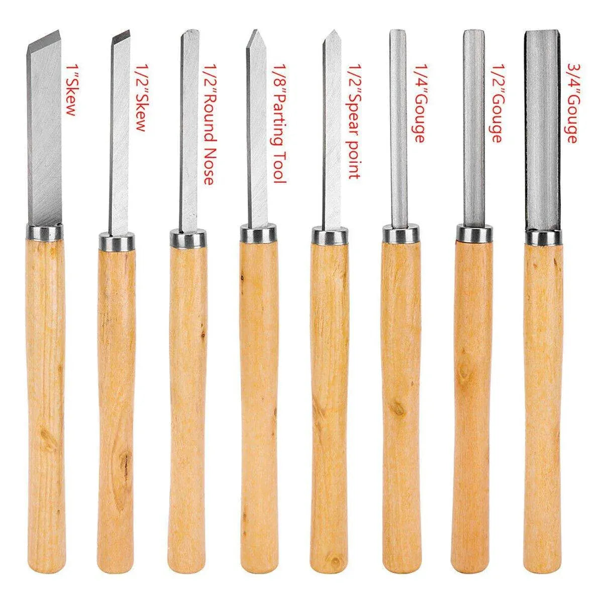 8X Heavy Duty HSS Wood Lathe Chisel Set Turning Wood Tools Carving GougeDurable