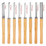 8X Heavy Duty HSS Wood Lathe Chisel Set Turning Wood Tools Carving GougeDurable - Rear View