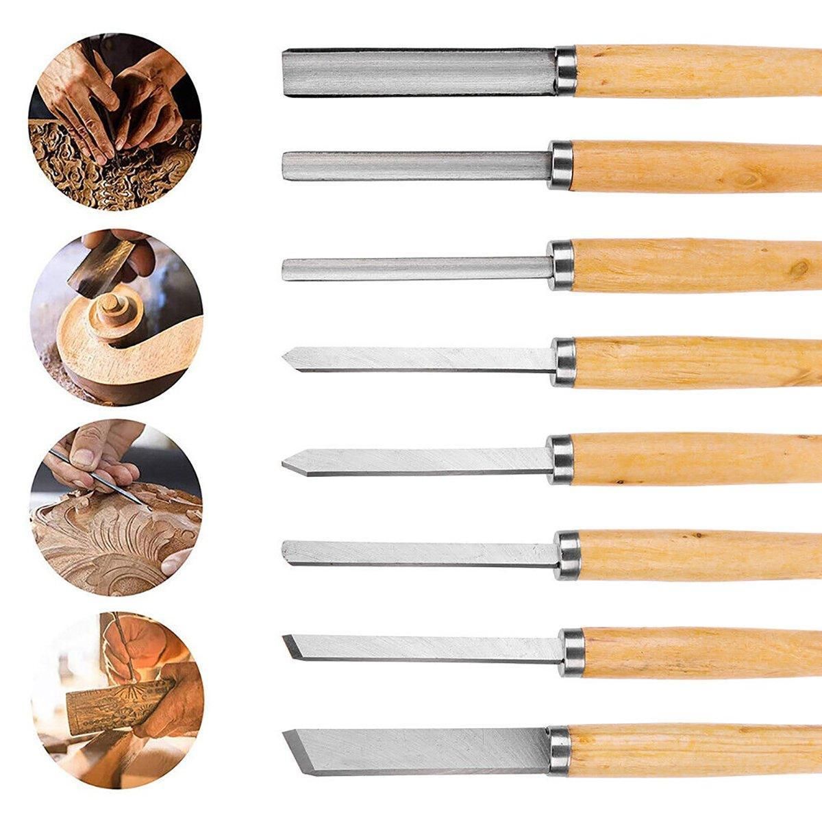 8X Heavy Duty HSS Wood Lathe Chisel Set Turning Wood Tools Carving GougeDurable