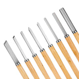 8X Heavy Duty HSS Wood Lathe Chisel Set Turning Wood Tools Carving GougeDurable - Low Angle