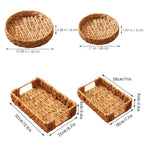 2pcs Rattan Fruit Tray Decorative Storage Trays Multipurpose Shelving Organizer - Circle