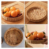 2pcs Rattan Fruit Tray Decorative Storage Trays Multipurpose Shelving Organizer - Circle - Top-Down View