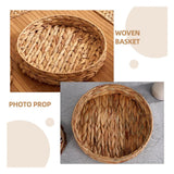2pcs Rattan Fruit Tray Decorative Storage Trays Multipurpose Shelving Organizer - Circle - 45-Degree Angle