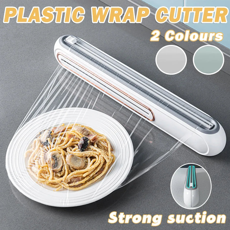 Cling Film Cutter Box Plastic Wrap Dispenser Sliding Container Fits Rolls up to 32cm - Green
