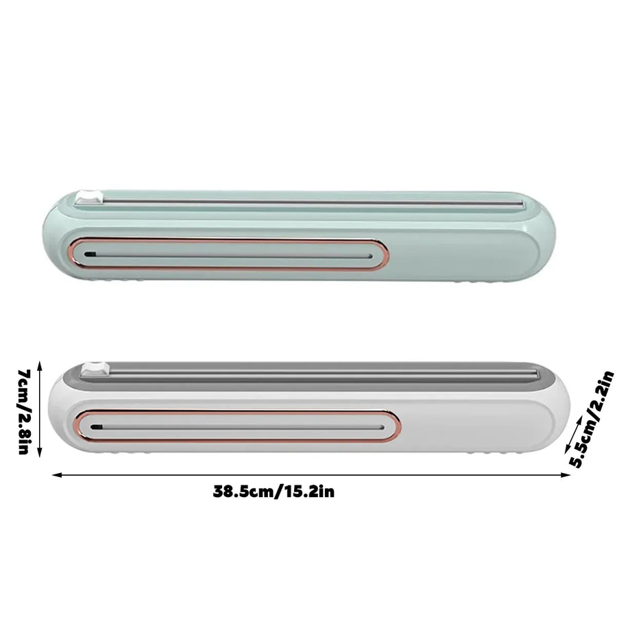 Cling Film Cutter Box Plastic Wrap Dispenser Sliding Container Fits Rolls up to 32cm - Green