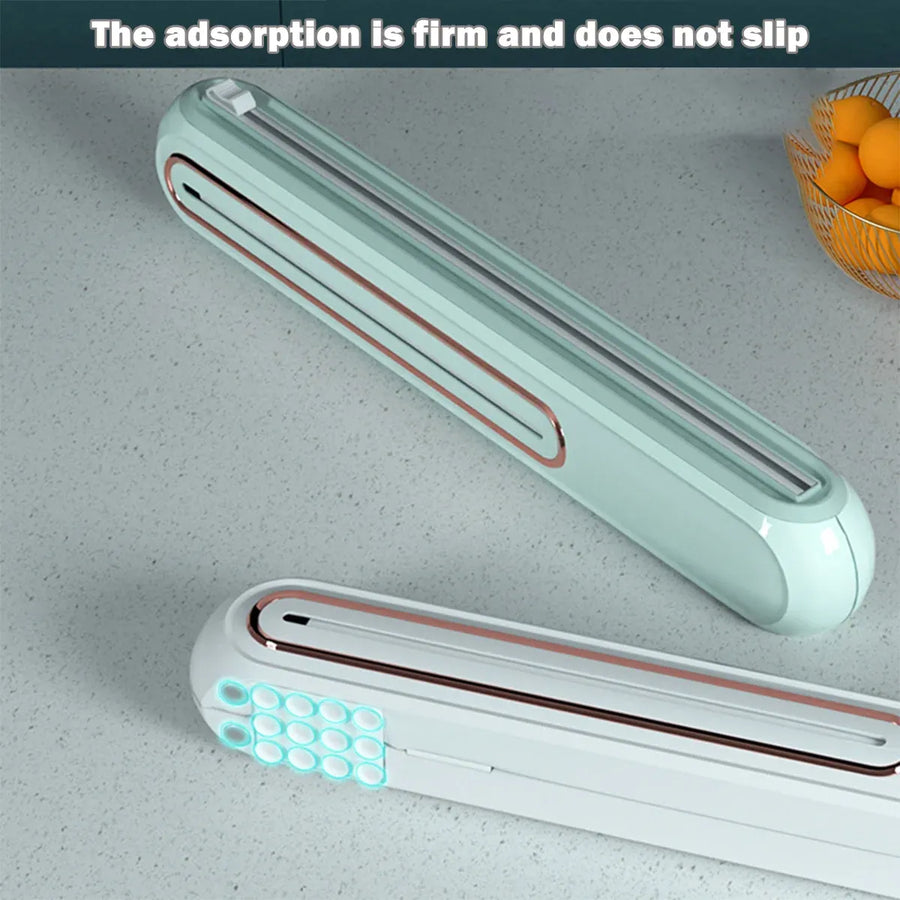 Cling Film Cutter Box Plastic Wrap Dispenser Sliding Container Fits Rolls up to 32cm - Green