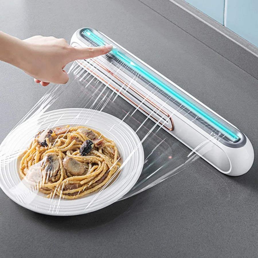 Cling Film Cutter Box Plastic Wrap Dispenser Sliding Container Fits Rolls up to 32cm - Green