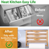 Wall Mounted Plastic Wrap Cutter Bamboo Multi Cell Kitchen Storage Box Organizer - Top-Down View